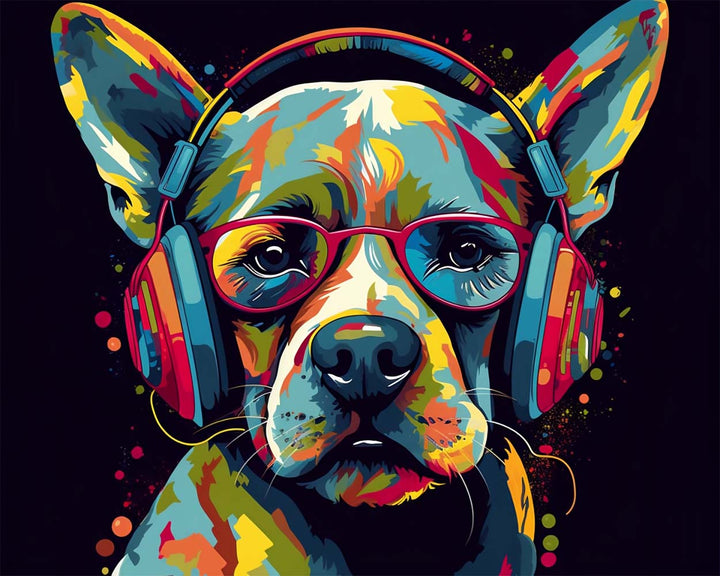 Pop-Art Hond met Brillen Diamond Painting