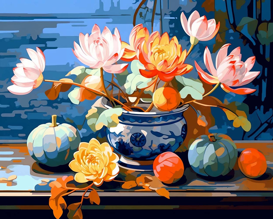 Potplanten Lotusbloemen Diamond Painting