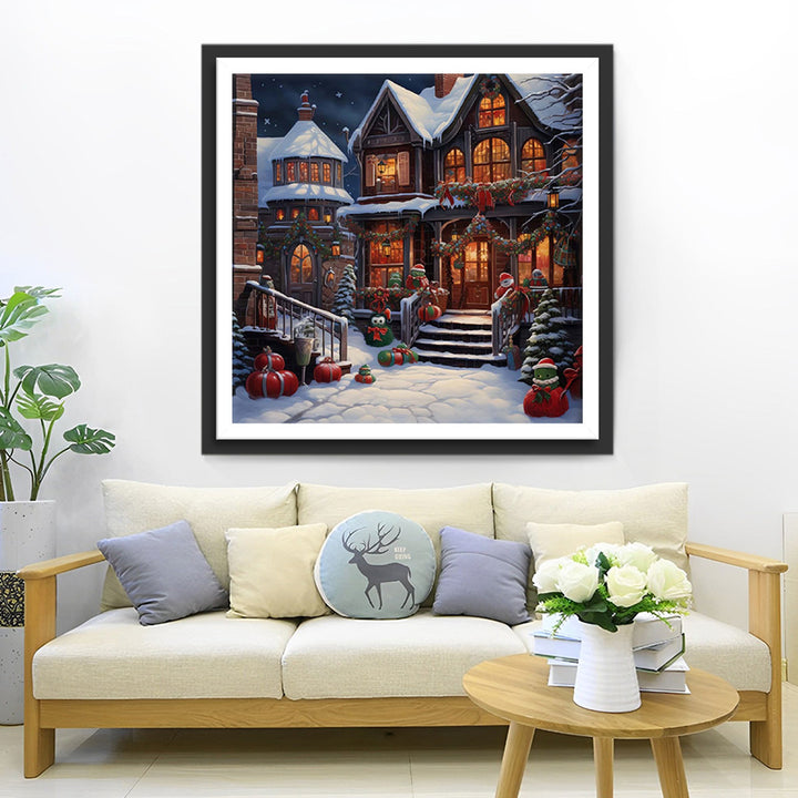 Prachtig en Gezellig Kerstkasteel Villa Diamond Painting