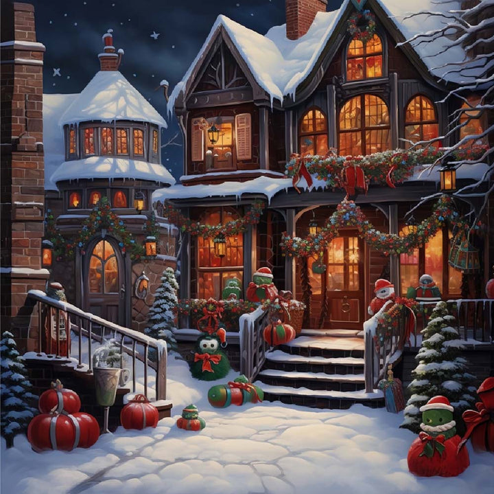 Prachtig en Gezellig Kerstkasteel Villa Diamond Painting