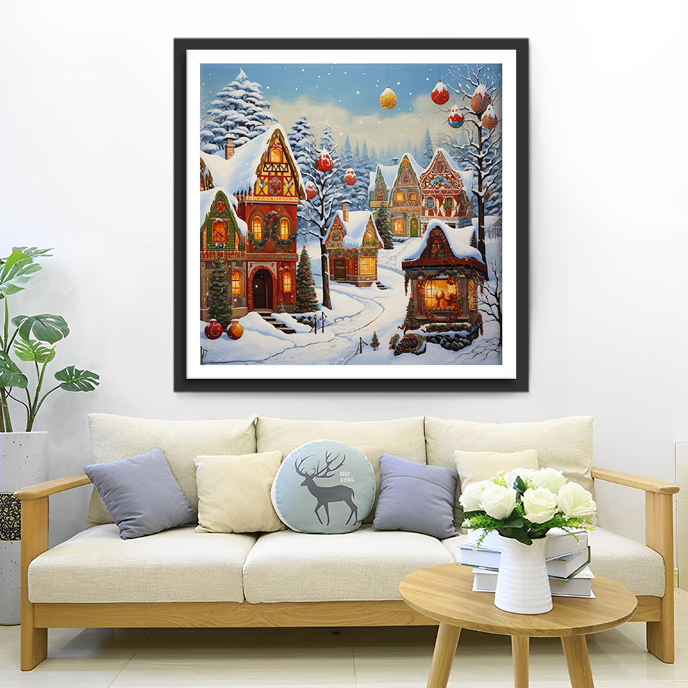 Prachtig Kersthuis met Sneeuw Bedekt Diamond Painting