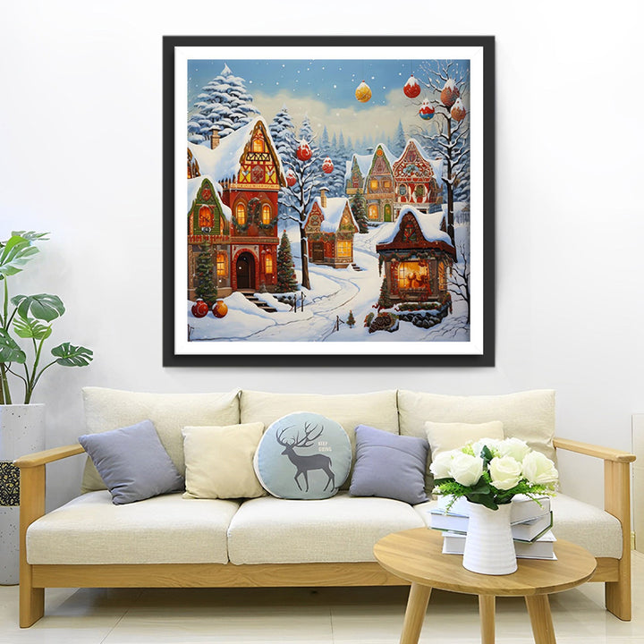 Prachtig Kersthuis met Sneeuw Bedekt Diamond Painting