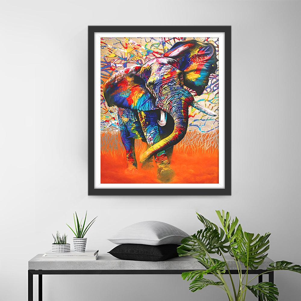 Rennende Olifant Diamond Painting