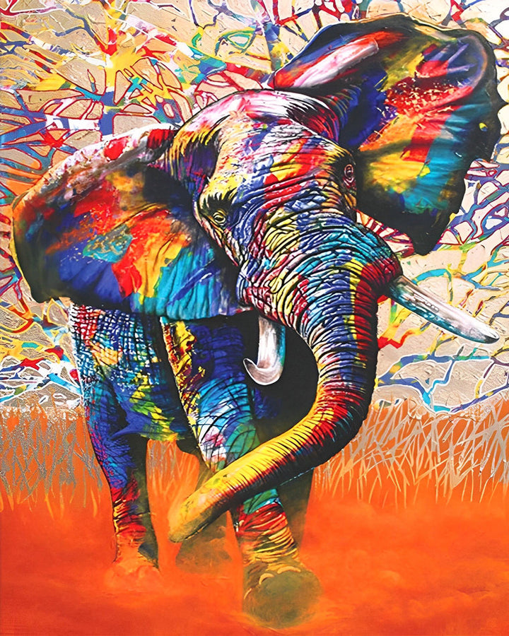 Rennende Olifant Diamond Painting