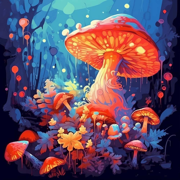 Reusachtige Gloeiende Paddenstoelen in de Vallei Diamond Painting