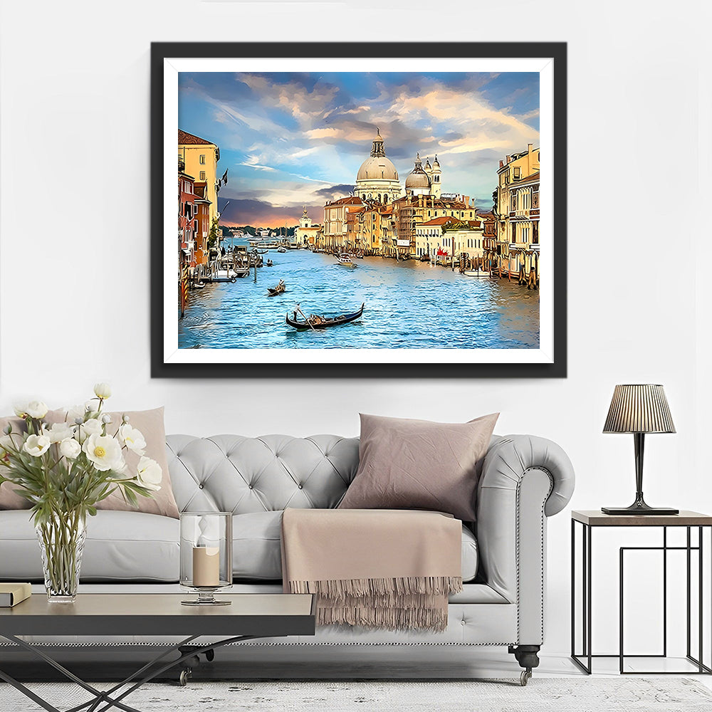 Rivier in de Stad Diamond Painting