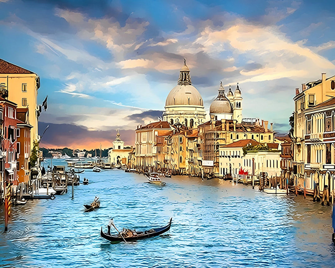 Rivier in de Stad Diamond Painting