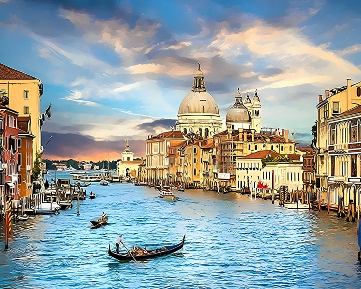 Rivier in de Stad Diamond Painting