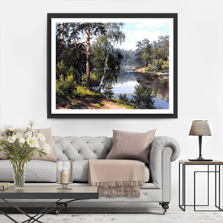 Rivier in Lente Bos Diamond Painting