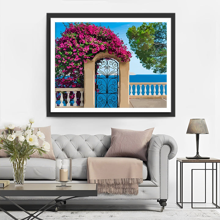 Rode Bloemen op de Deur Diamond Painting