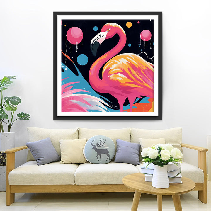 Rode Cartoon Flamingo Diamond Painting