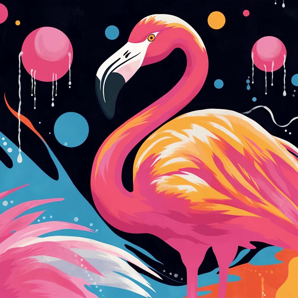Rode Cartoon Flamingo Diamond Painting