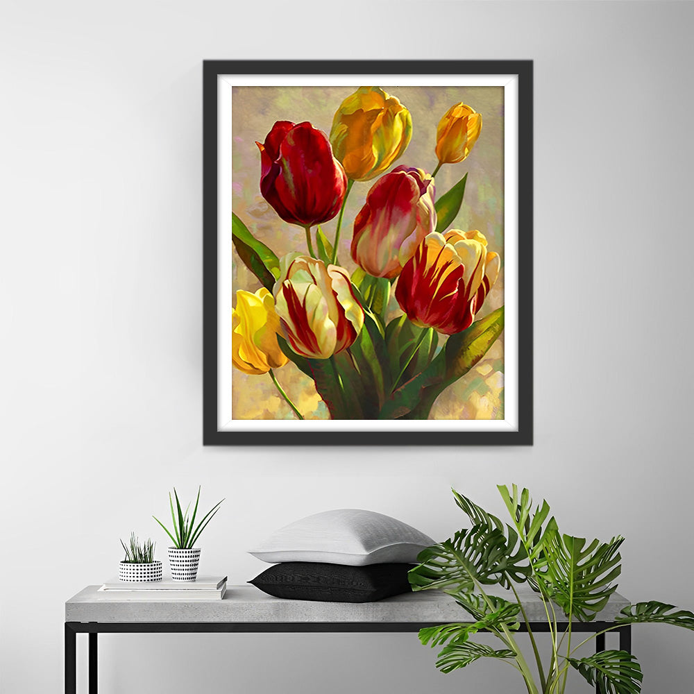 Rode en Gele Tulpen Diamond Painting