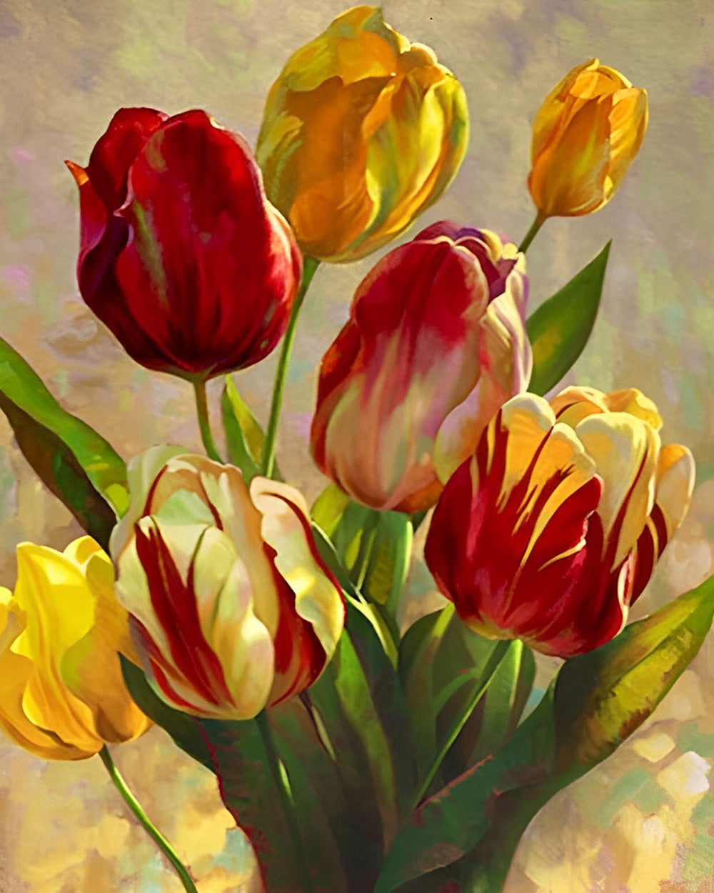 Rode en Gele Tulpen Diamond Painting