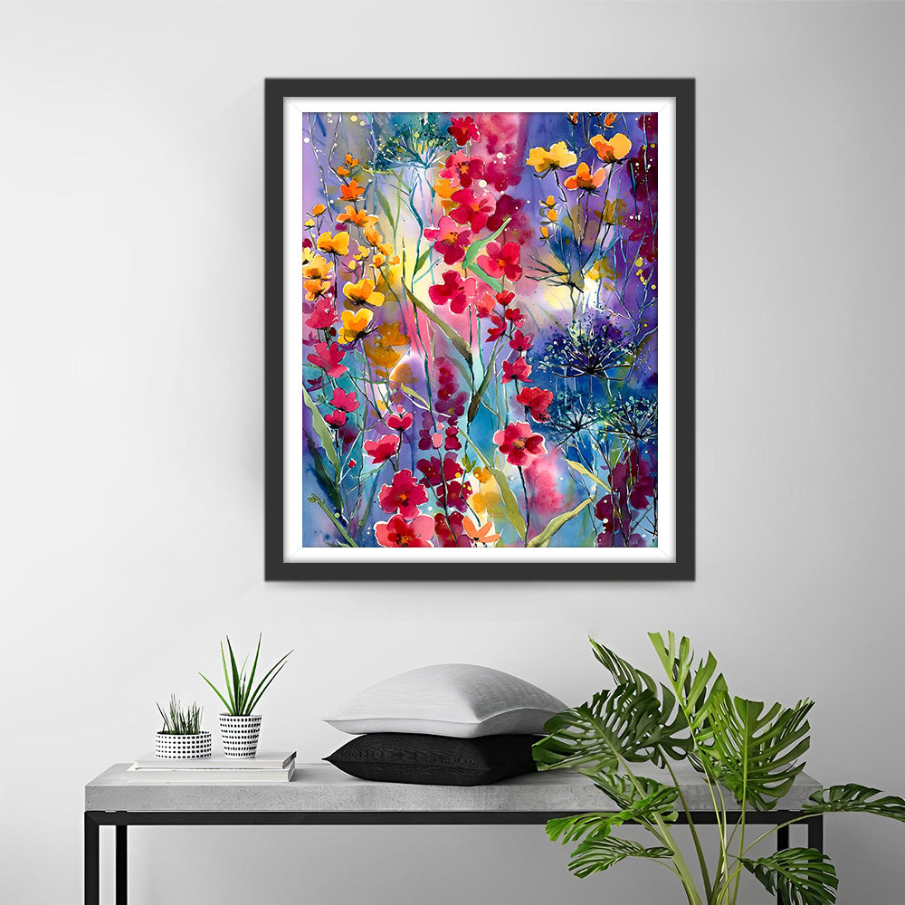 Rode en Gele Wilde Bloemen Diamond Painting