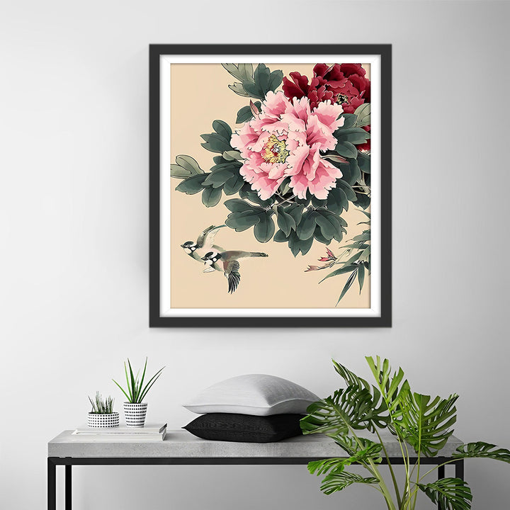 Rode en Roze Pioenen Diamond Painting