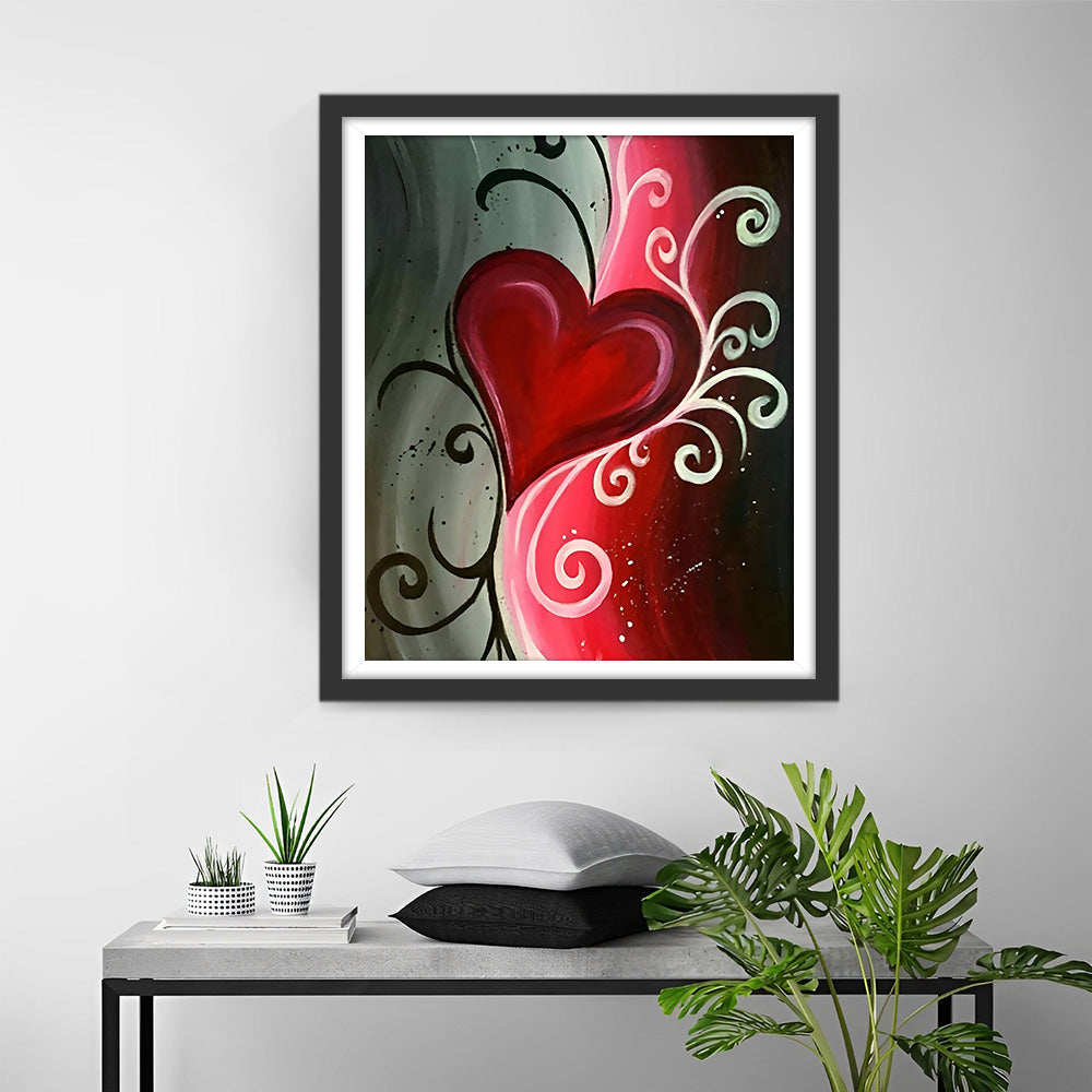 Rode Hartvormige Wolk Diamant Diamond Painting