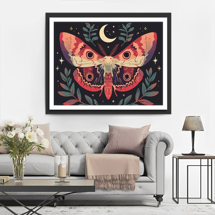 Rode Mot en Sikkel Maan Diamond Painting