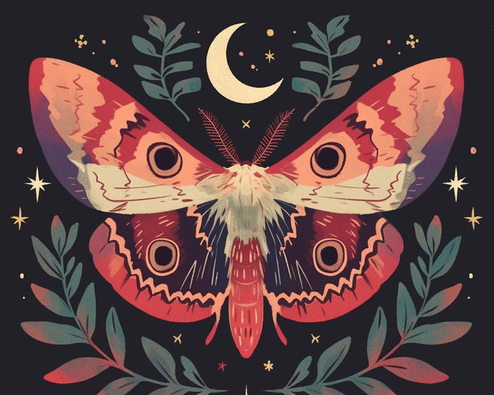 Rode Mot en Sikkel Maan Diamond Painting