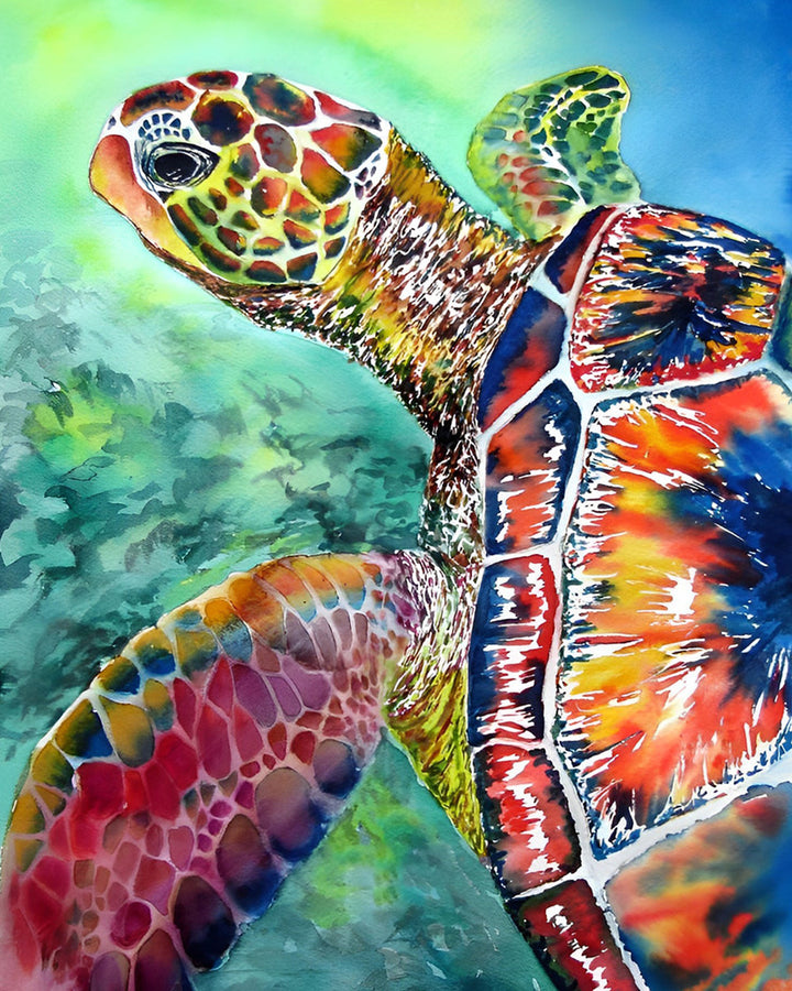 Rode Schildpad in de Zee Diamond Painting
