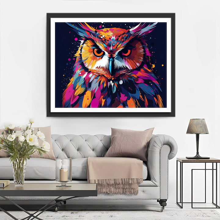 Rode Uil in het Donker Diamond Painting