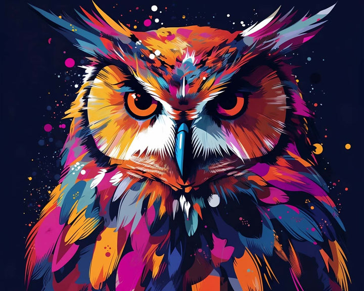 Rode Uil in het Donker Diamond Painting