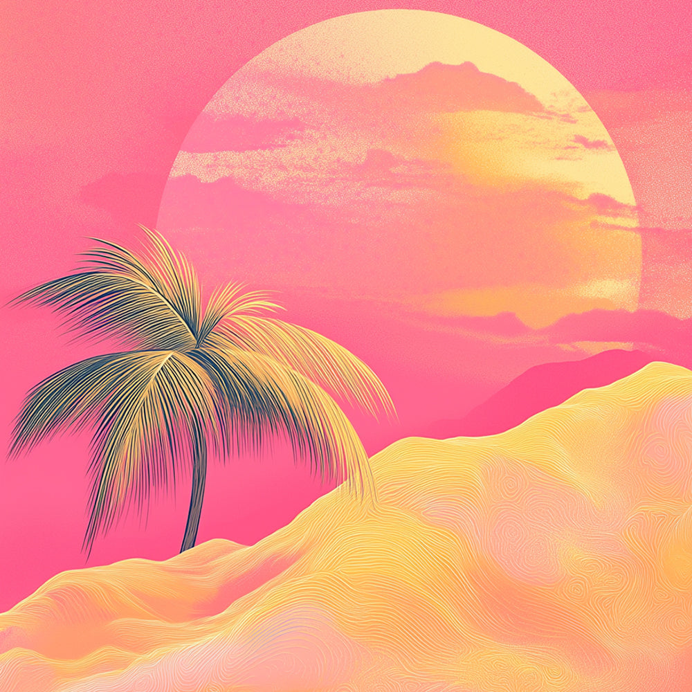 Roze Berg en Zonsopgang Diamond Painting