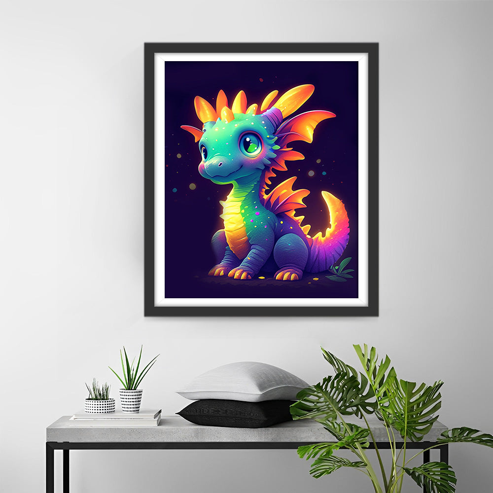 Schattige Gloeiende Draak Diamond Painting