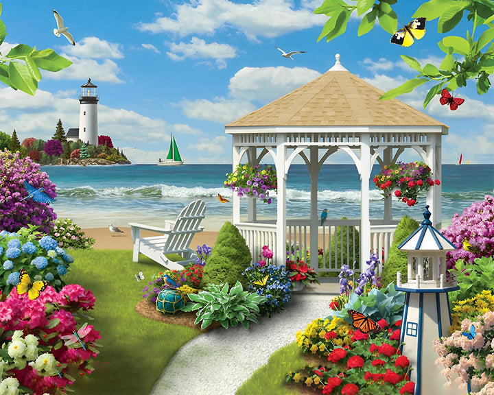 Seaside Vuurtoren en Tuin Diamond Painting