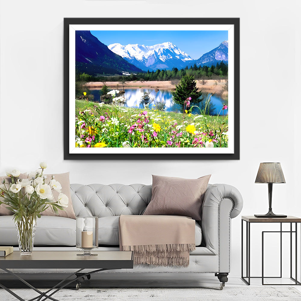 Sneeuwberg, Bloemenveld en Meer Diamond Painting