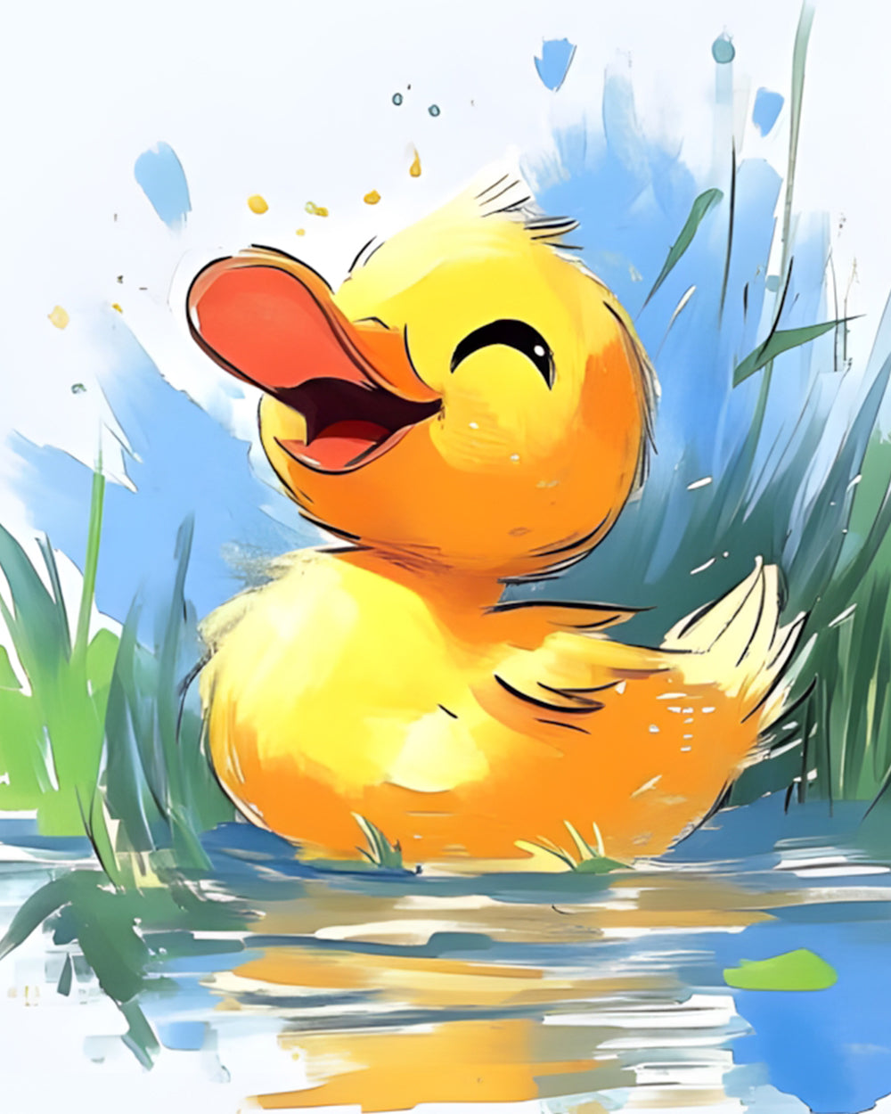 Super Blij Eendje op de Rivier Diamond Painting