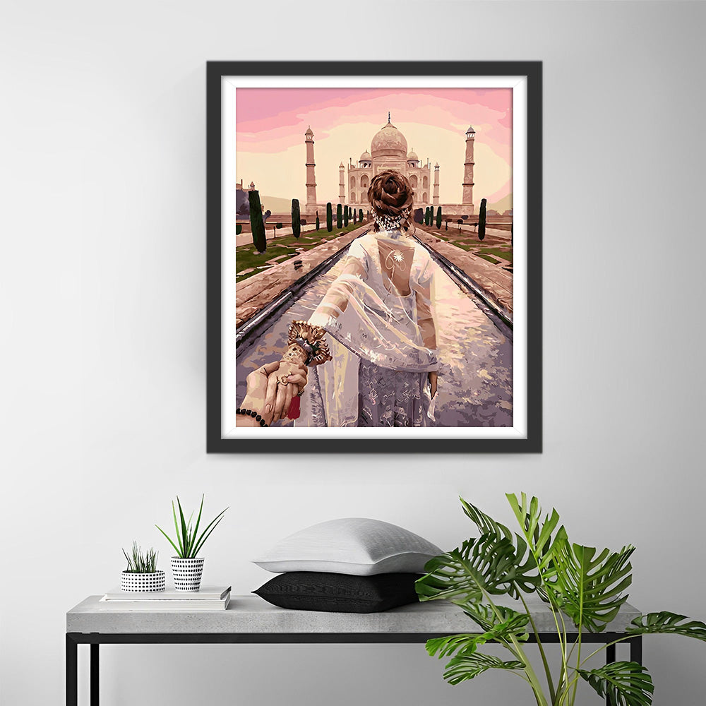 Taj Mahal en Vrouw Diamond Painting