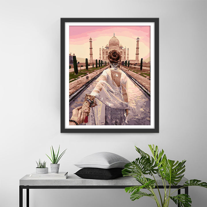 Taj Mahal en Vrouw Diamond Painting