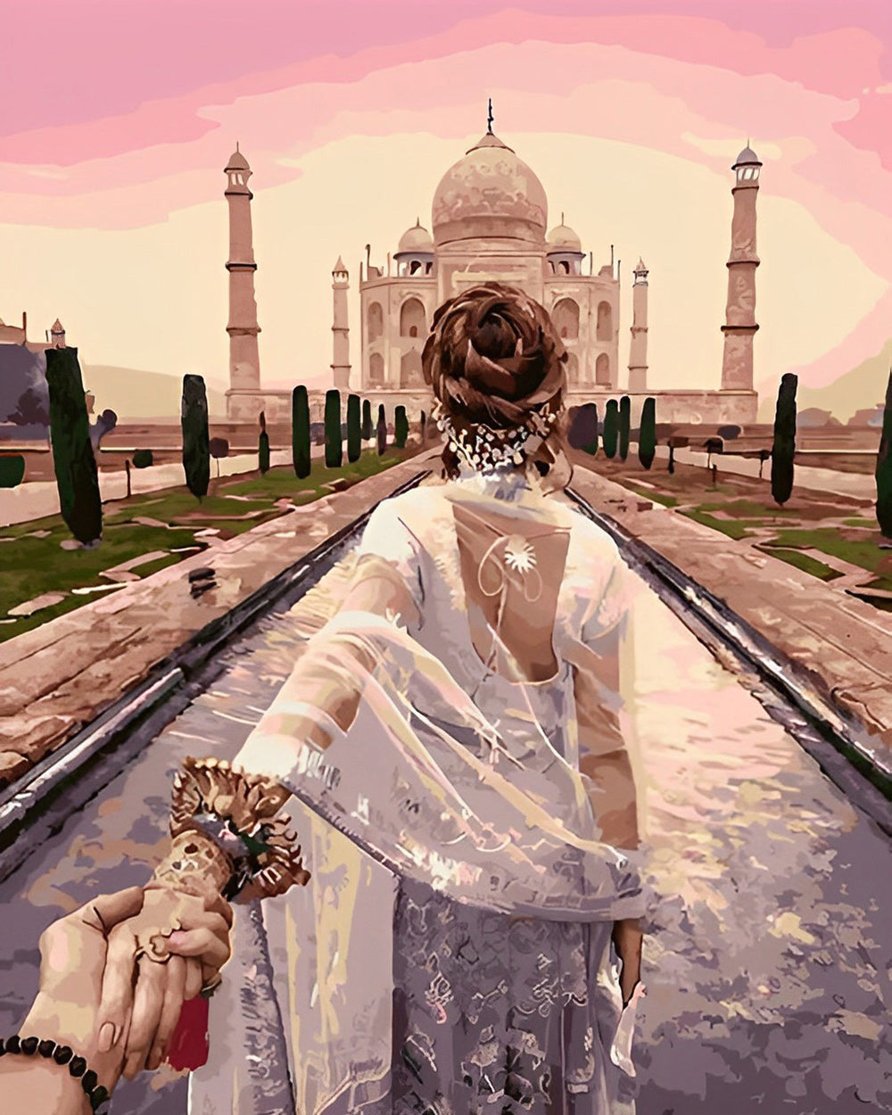 Taj Mahal en Vrouw Diamond Painting
