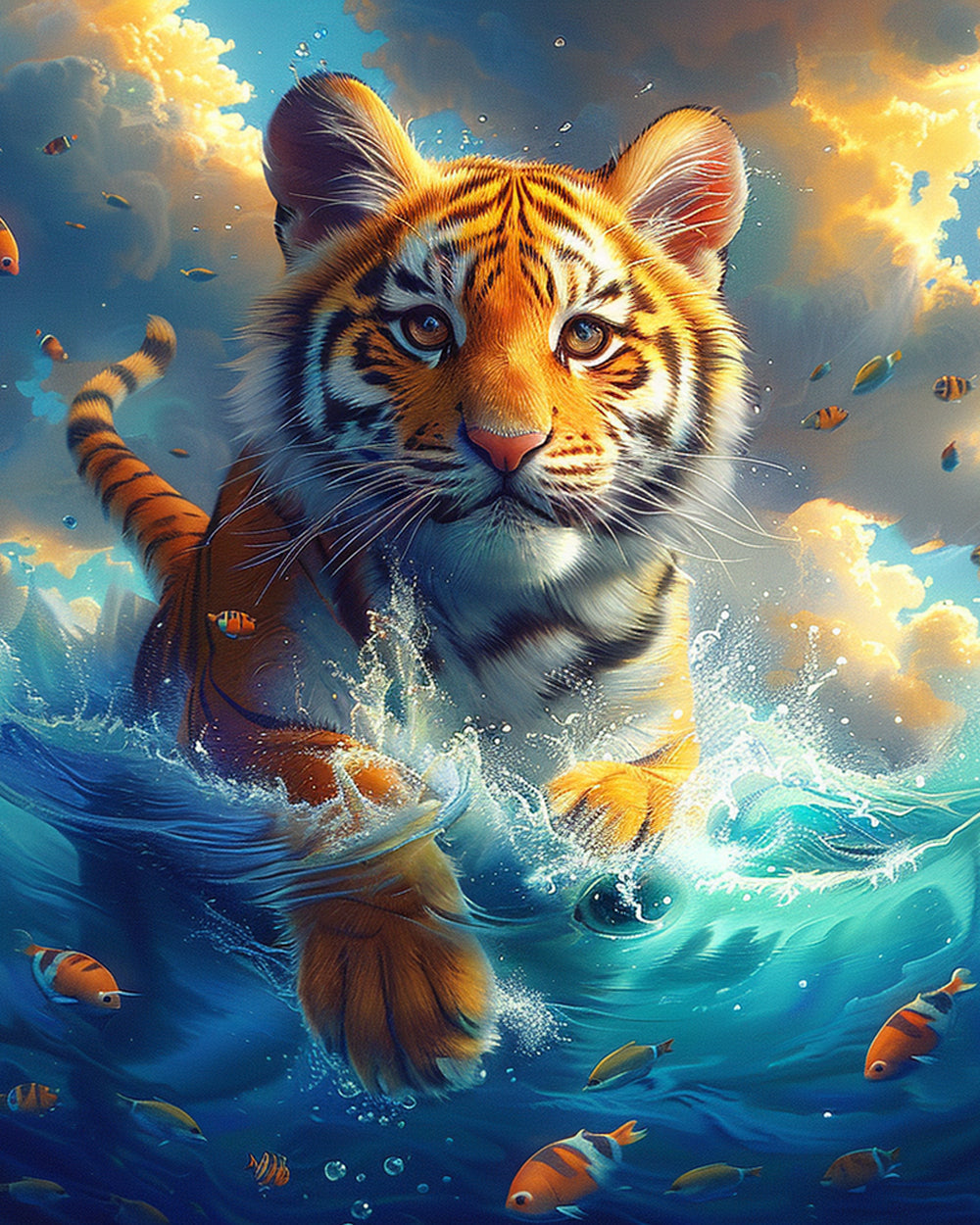Tijger in de Zee Diamond Painting