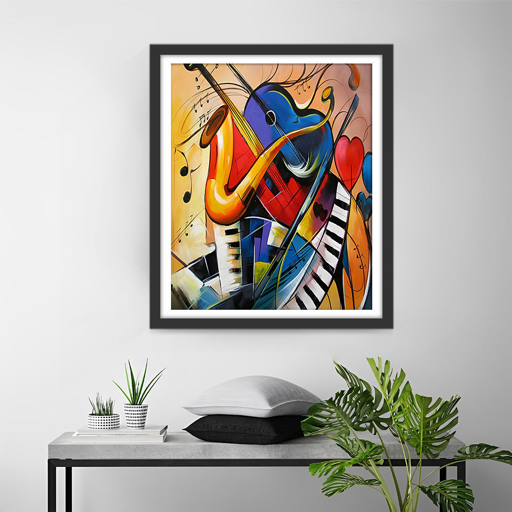 Verschillende Abstracte Muziekinstrumenten Diamond Painting