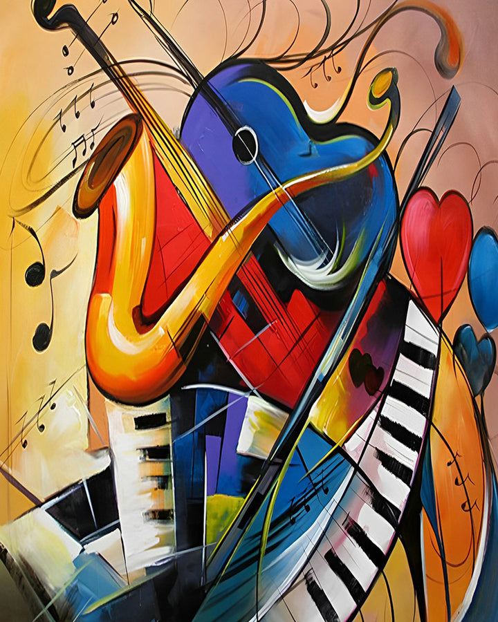 Verschillende Abstracte Muziekinstrumenten Diamond Painting