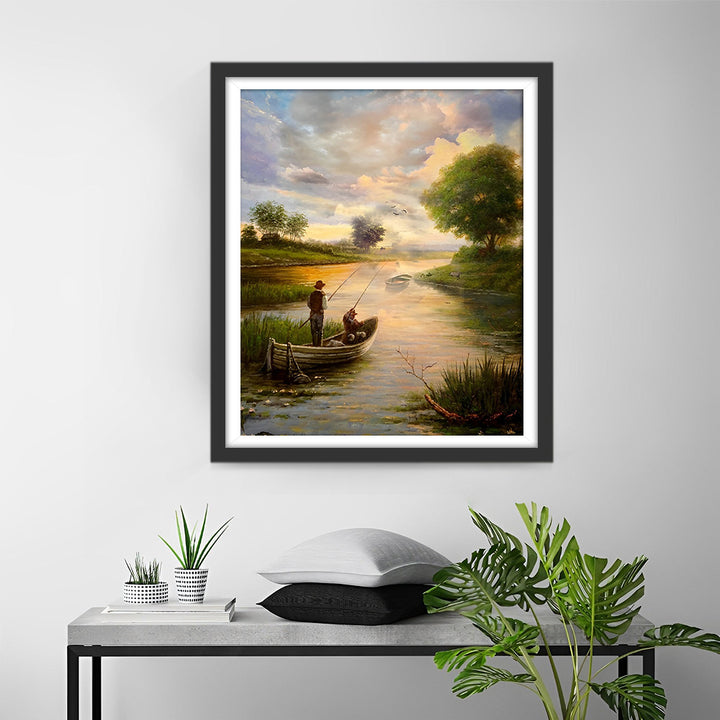 Vissen op een Boot in de Lente Diamond Painting