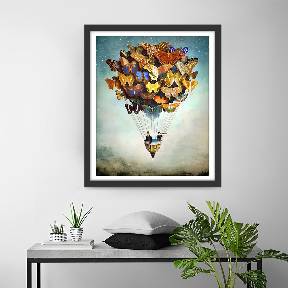 Vlinder Luchtballon Diamond Painting