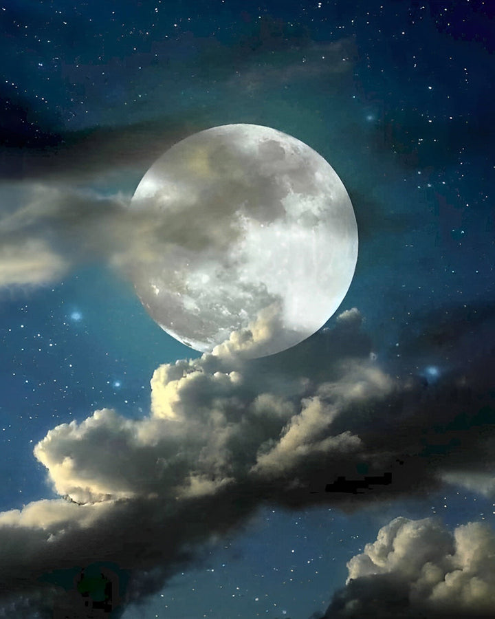 Volle Maan en Wolken Diamond Painting