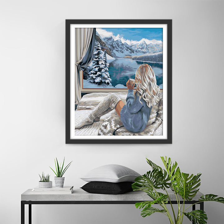 Vrouw en Winterse Sfeer Diamond Painting