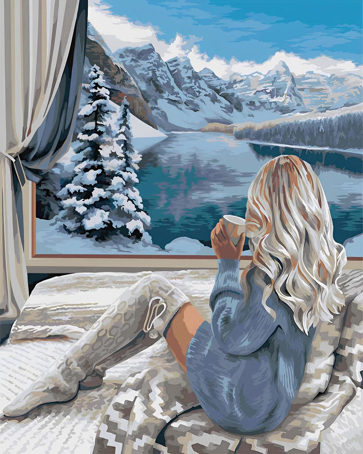 Vrouw en Winterse Sfeer Diamond Painting