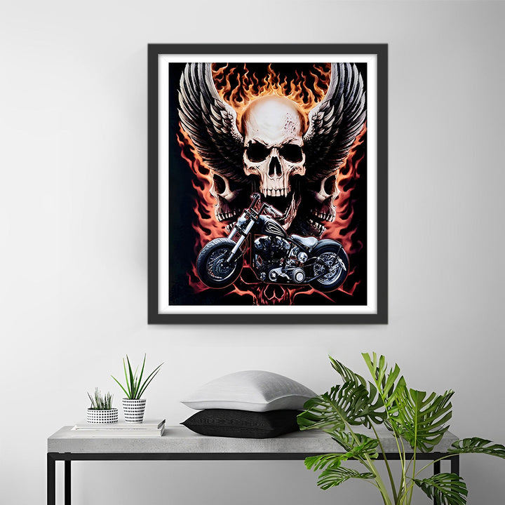Vuurschedel-Motorfiets Diamond Painting