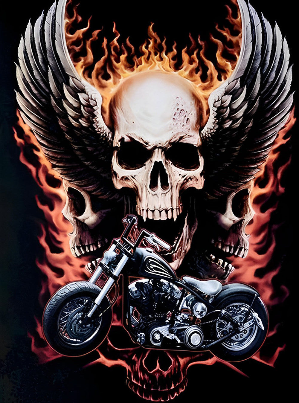 Vuurschedel-Motorfiets Diamond Painting