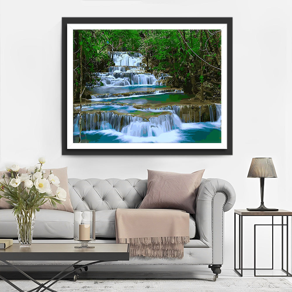 Waterval in de Bergen Diamond Painting