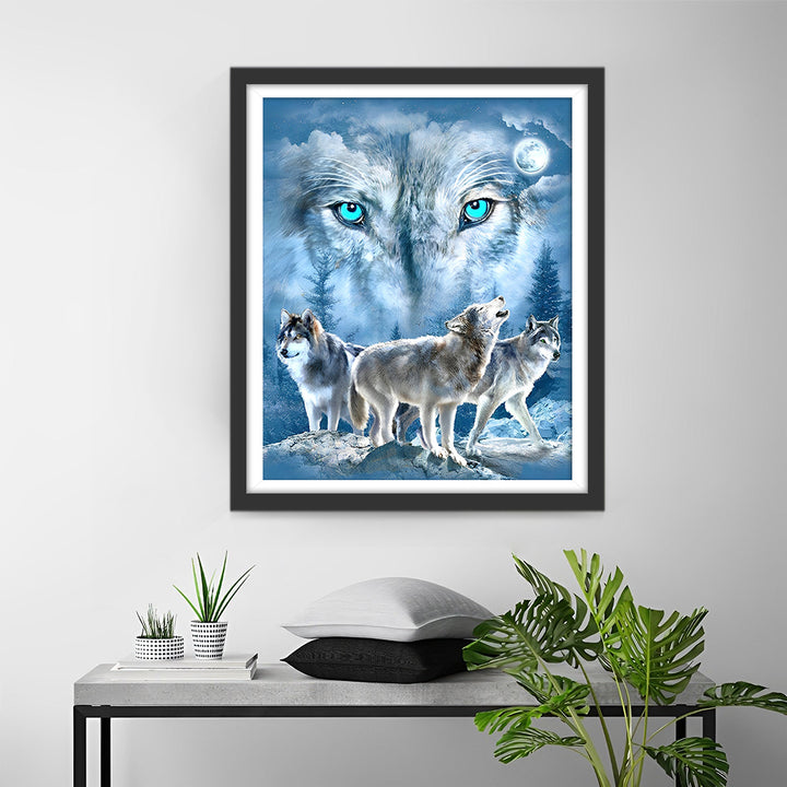 Witte Wolf Koning Diamond Painting