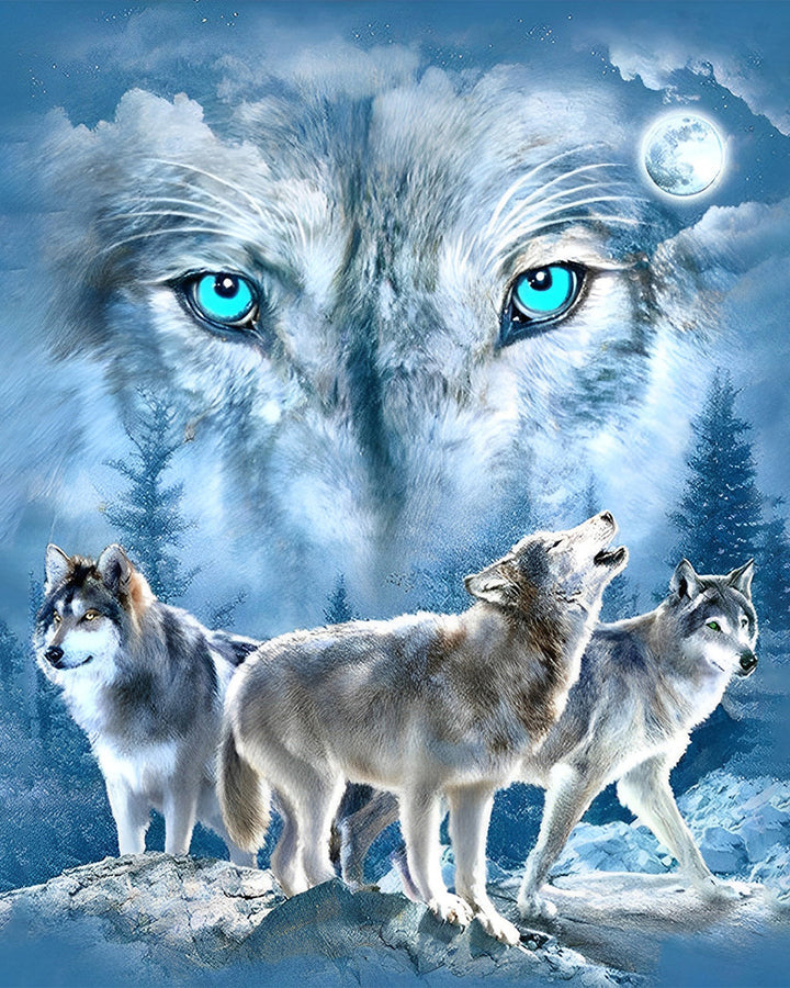 Witte Wolf Koning Diamond Painting