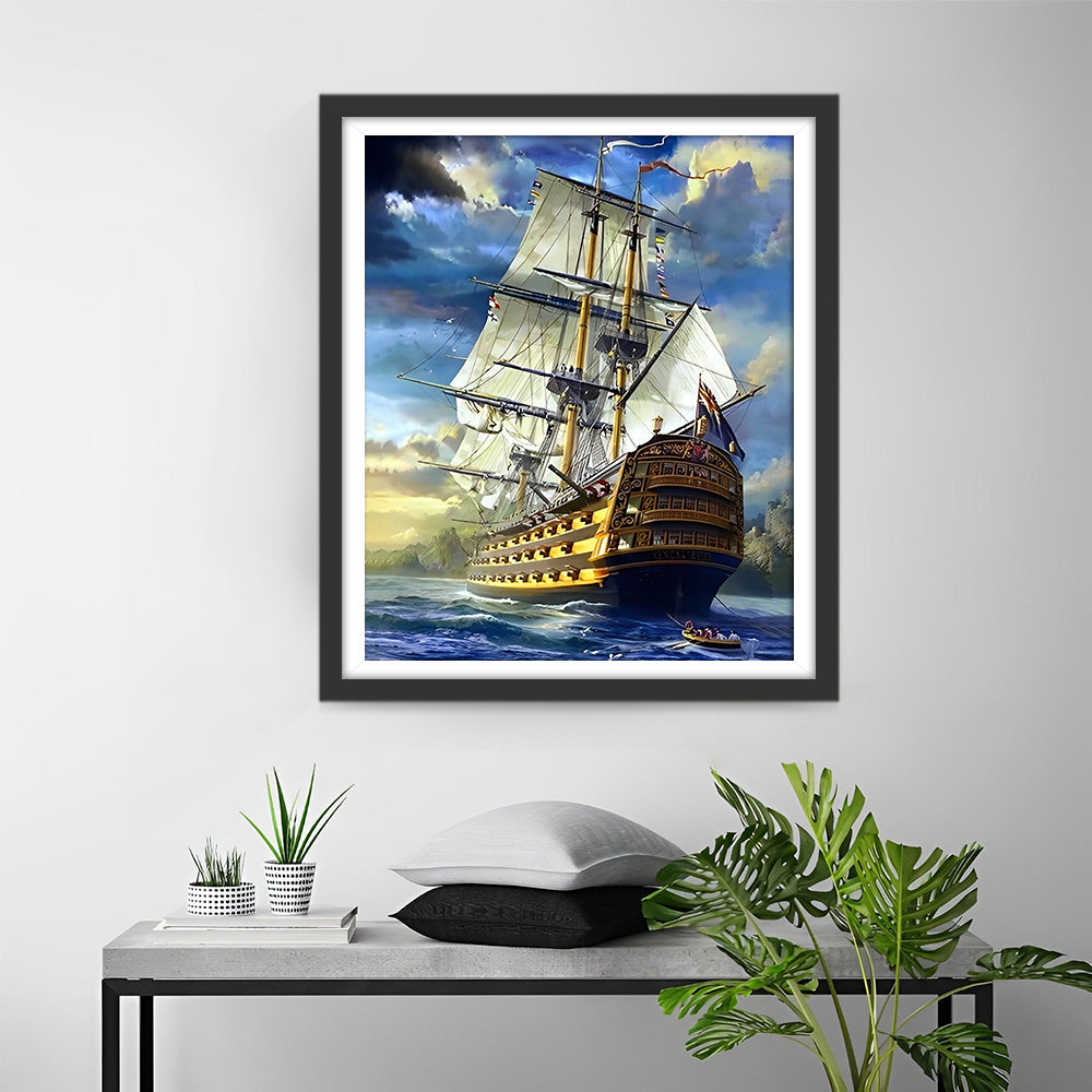 Witte Zeilen op een Schip Diamond Painting