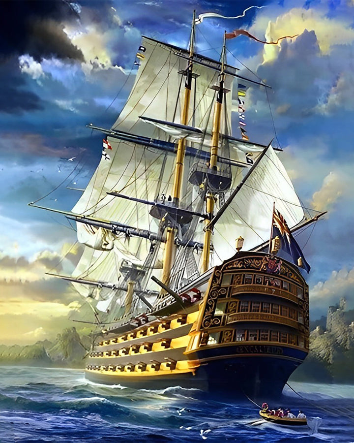 Witte Zeilen op een Schip Diamond Painting