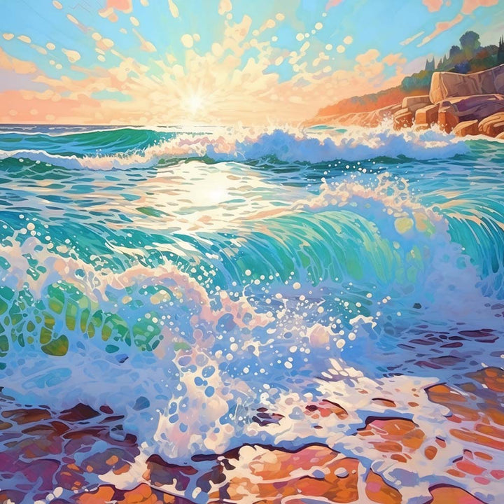 Woeste Groene Golven Diamond Painting